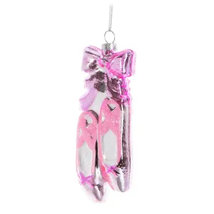 Ballet Slipper with Bow Glass Ornament