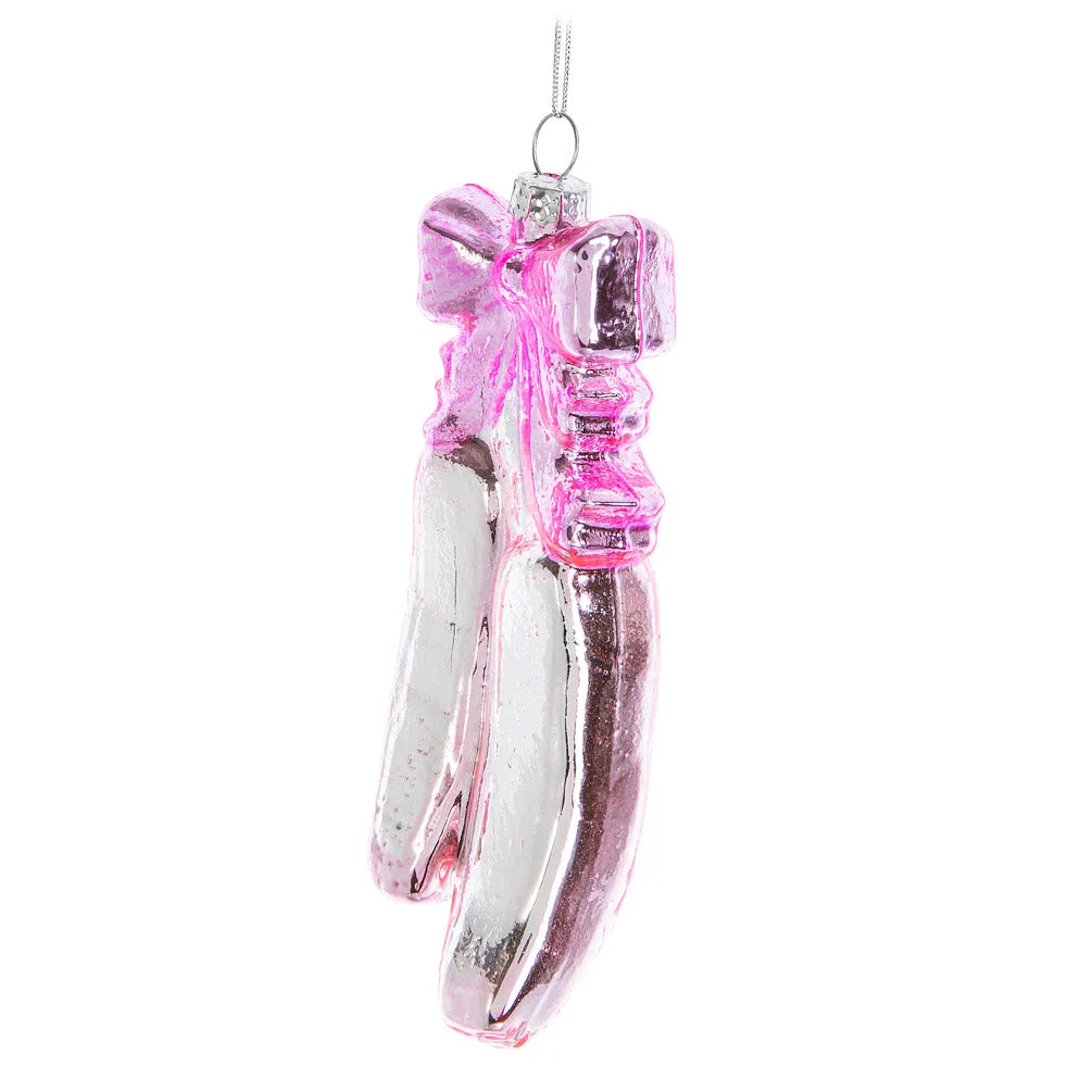 Ballet Slipper with Bow Glass Ornament
