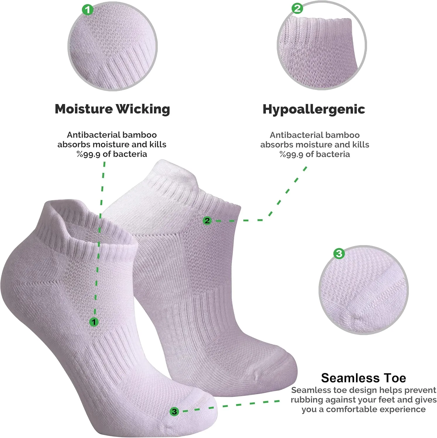 Bamboo Womens Ankle Socks, 6 Pack, Low Cut Socks for Women, Womens Running Socks, Christmas Gift for Women Socks Size 5-10