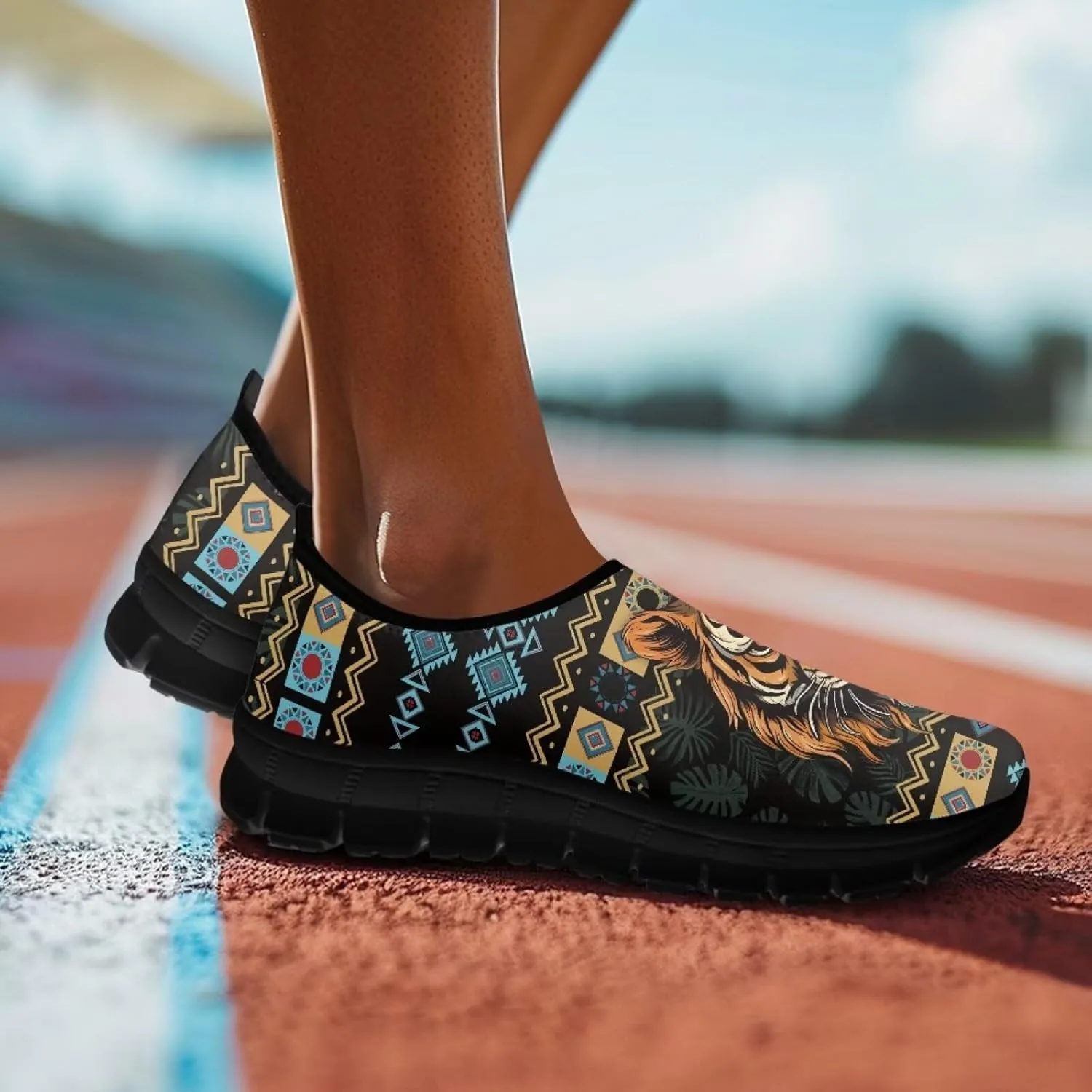 Binienty Aztec Slip on Shoes for Men Women Casual Hands Free Shoes No Laces Casual Loafers Travel Walking Footwear