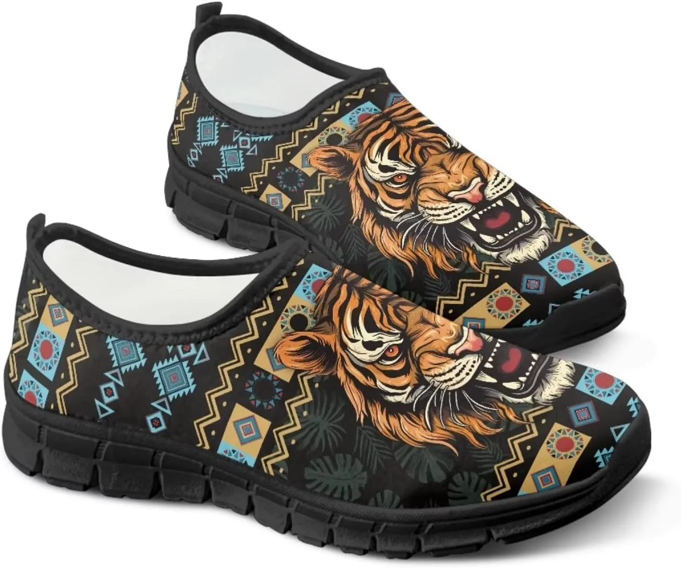 Binienty Aztec Slip on Shoes for Men Women Casual Hands Free Shoes No Laces Casual Loafers Travel Walking Footwear