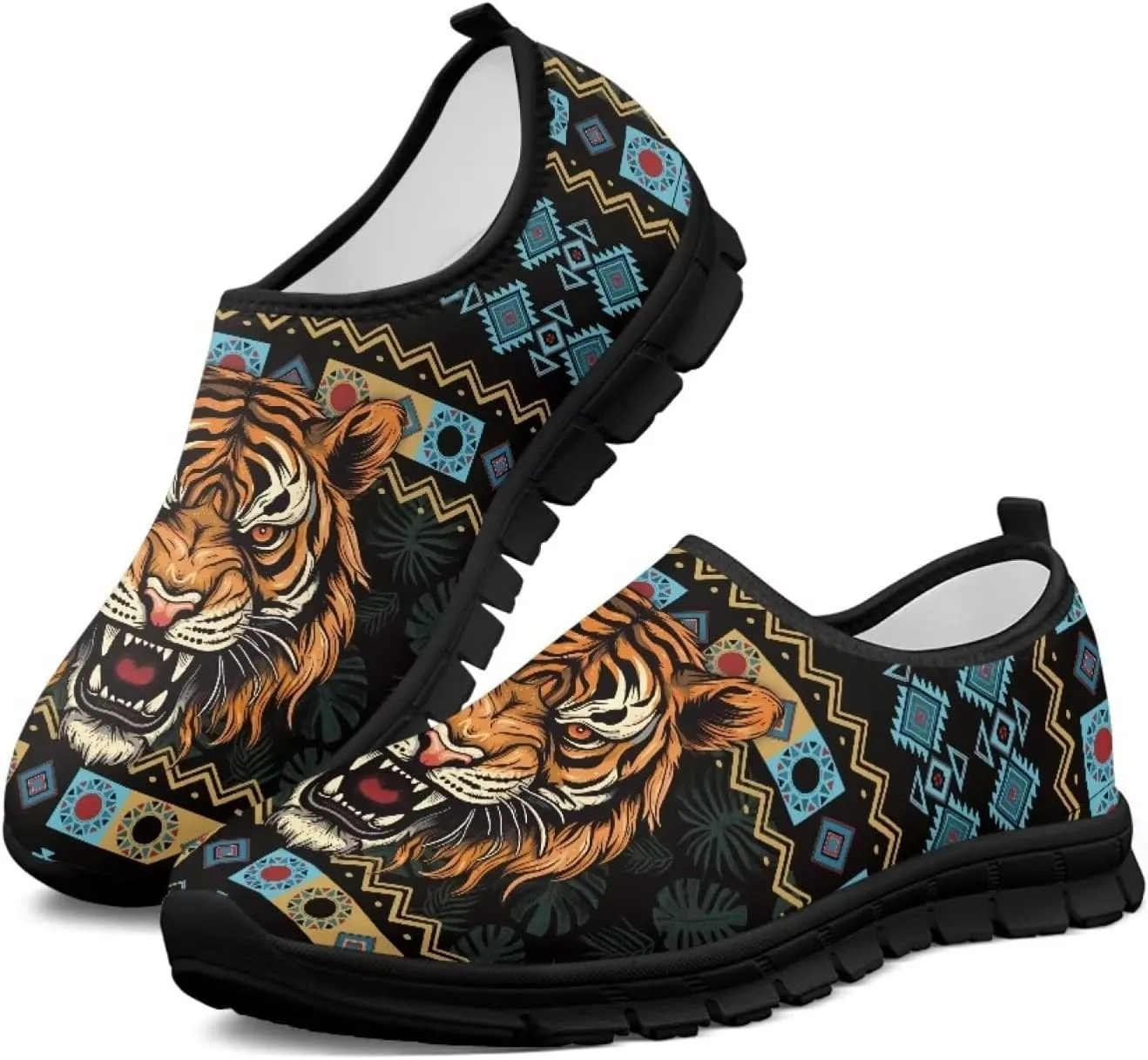 Binienty Aztec Slip on Shoes for Men Women Casual Hands Free Shoes No Laces Casual Loafers Travel Walking Footwear