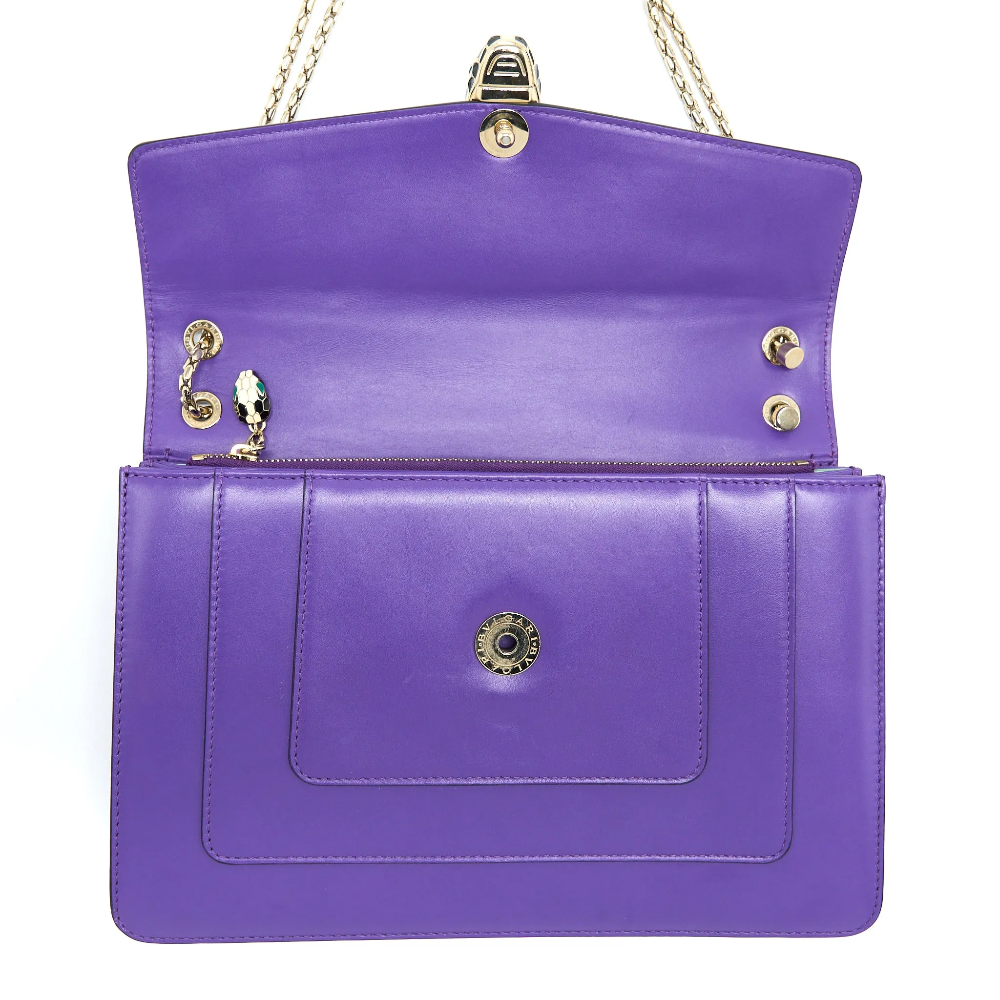 Bvlgari Serpenti Forever Shoulder Bag Calfskin Purple GHW