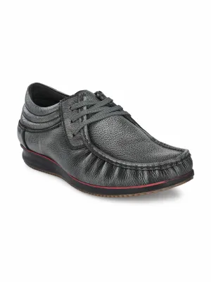 Hitz Men's Grey Leather Lace-up Casual Shoes