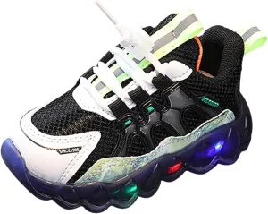IWIHMIV LED Running Shoes Boys Girls Breathable Tennis Running Shoes Athletic Sport Casual Walking Shoes