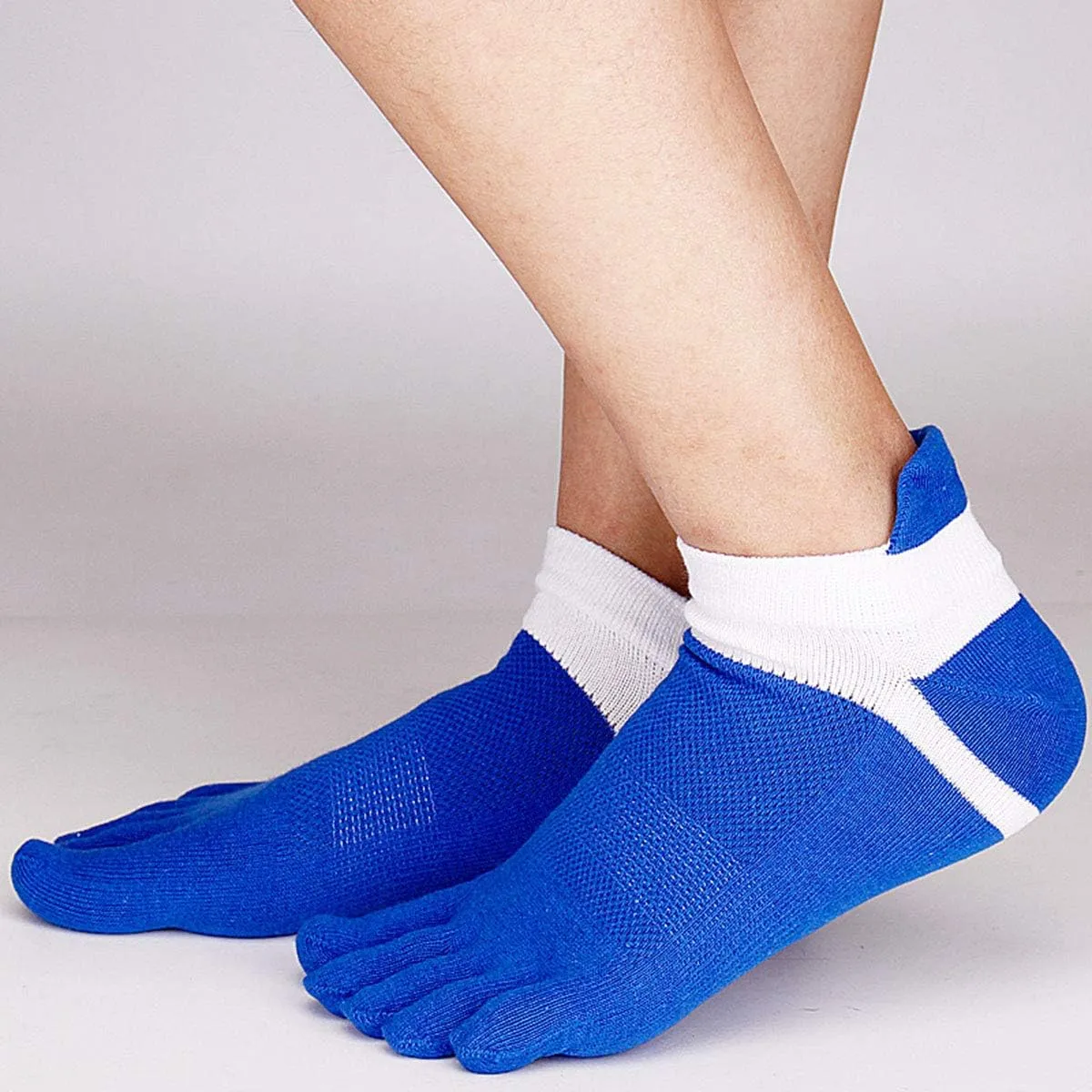 Men Toe Socks No Show Low Cut Athletic Wicking Cotton 5 Finger Split Toe 6 Pack