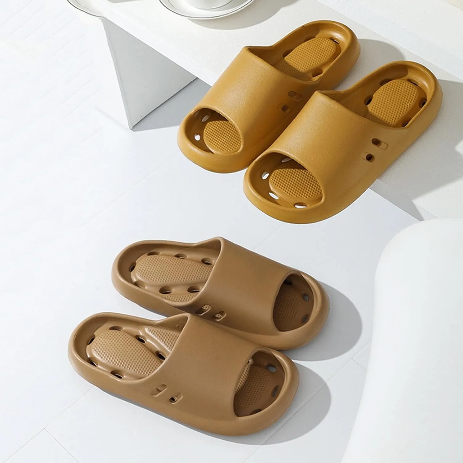 Mens Slippers Slides for Women Bathroom Slippers Men Shower Shoes Women Drainage Hole Lightweight Non Slip