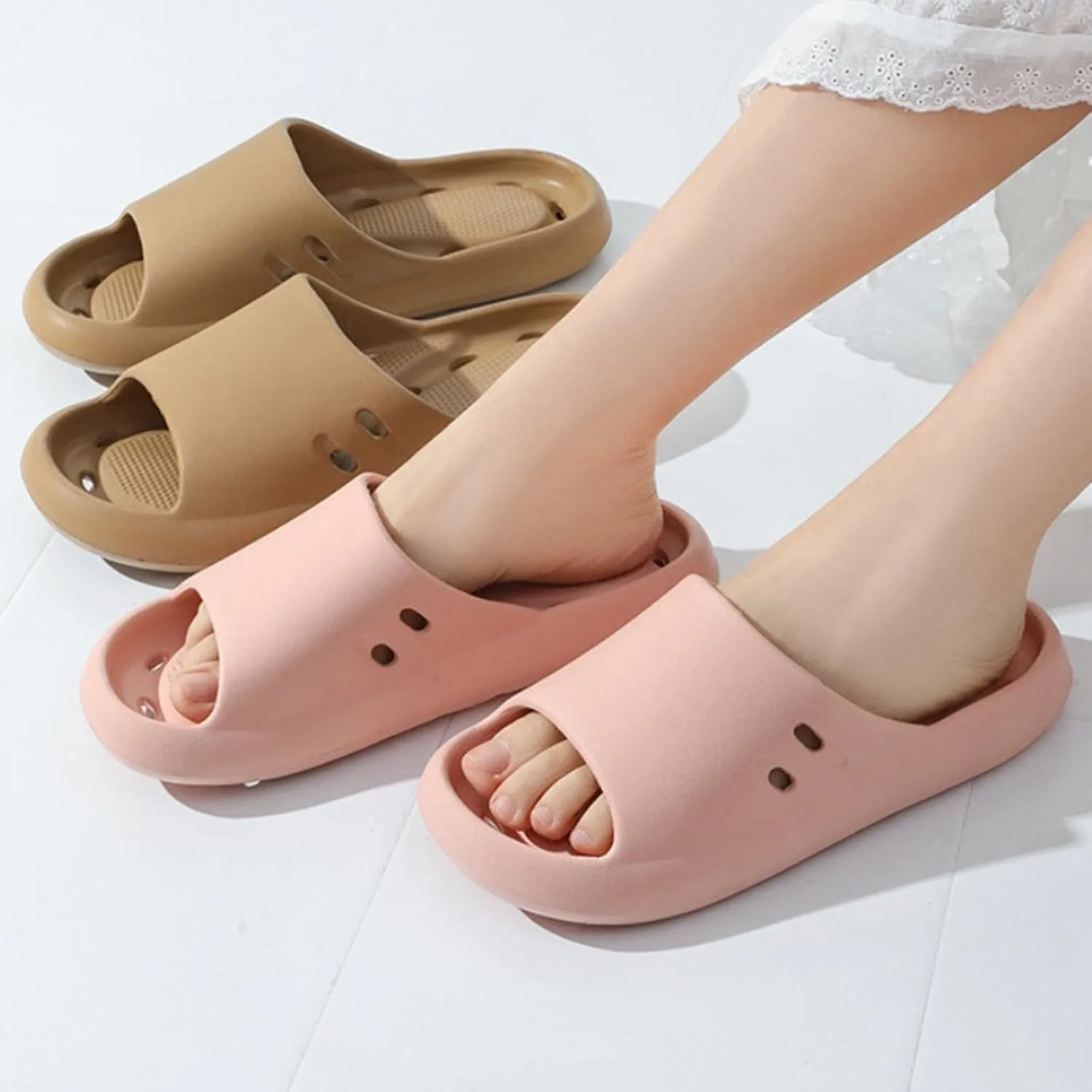 Mens Slippers Slides for Women Bathroom Slippers Men Shower Shoes Women Drainage Hole Lightweight Non Slip