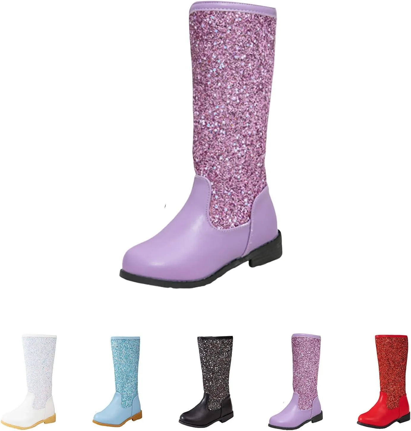 Sparkly Girls Cowboy Western Boots Mid Calf Square Toe Western Boot for Kids Glitter Cowboy Boots Snow Ankle Boots