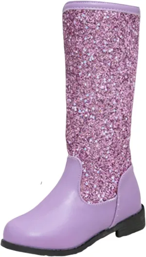 Sparkly Girls Cowboy Western Boots Mid Calf Square Toe Western Boot for Kids Glitter Cowboy Boots Snow Ankle Boots