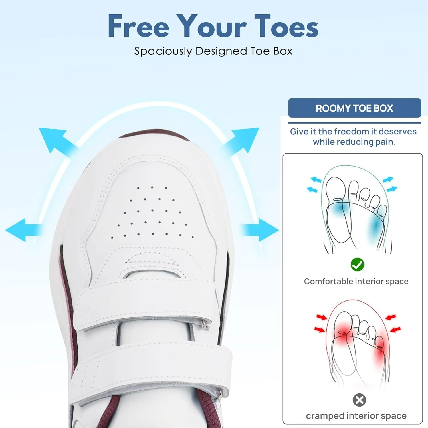 Women Diabetic Leather Shoes Orthopedic Walking Shoes Wide Toe Box Shoes