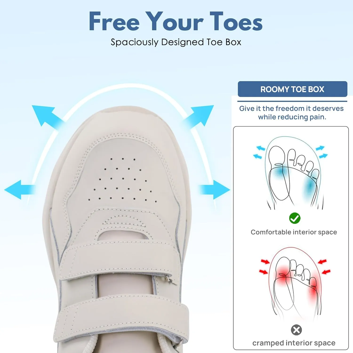 Women Diabetic Leather Shoes Orthopedic Walking Shoes Wide Toe Box Shoes