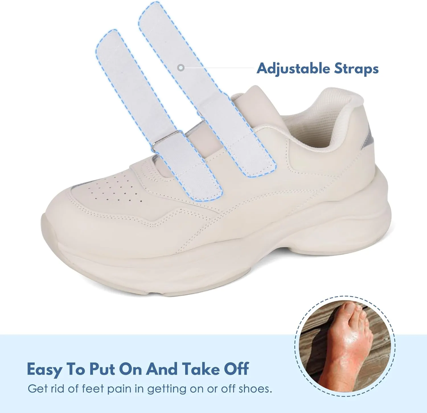 Women Diabetic Leather Shoes Orthopedic Walking Shoes Wide Toe Box Shoes