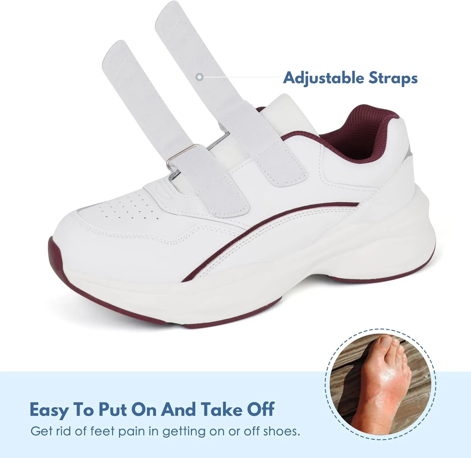 Women Diabetic Leather Shoes Orthopedic Walking Shoes Wide Toe Box Shoes
