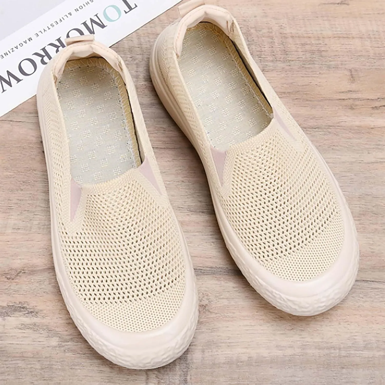 Women's Soft Orthopedic Shoes Breathable Woven Go Walking Slip On Foam Shoes Arch Support Casual Shoes for Youth Girls