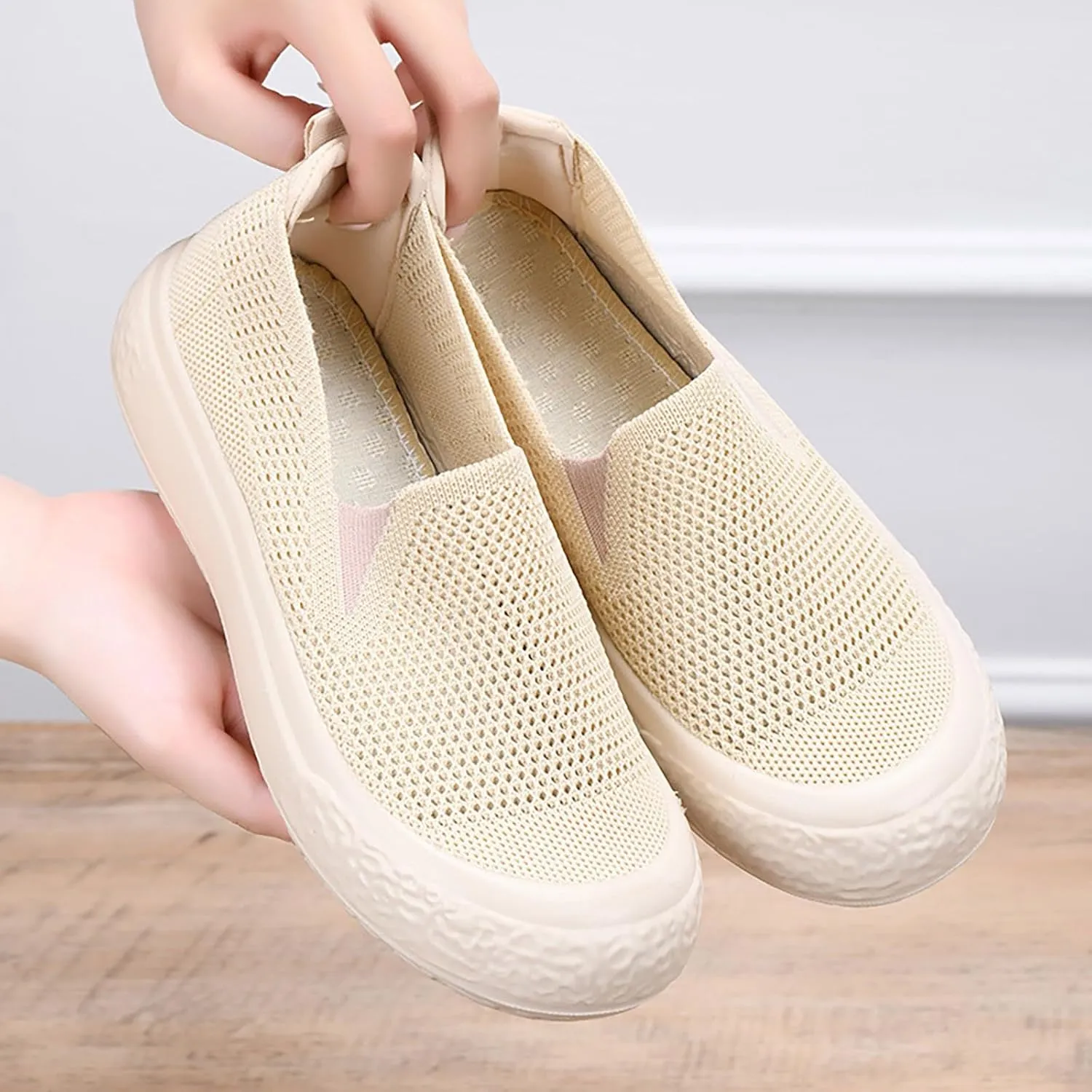 Women's Soft Orthopedic Shoes Breathable Woven Go Walking Slip On Foam Shoes Arch Support Casual Shoes for Youth Girls