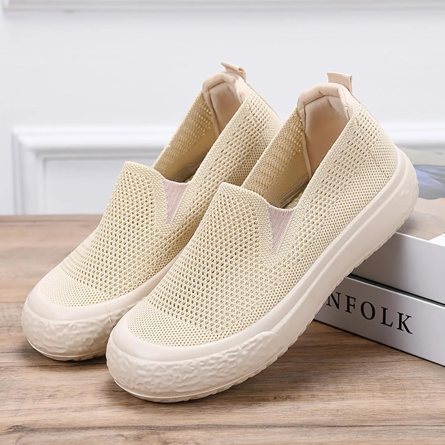 Women's Soft Orthopedic Shoes Breathable Woven Go Walking Slip On Foam Shoes Arch Support Casual Shoes for Youth Girls