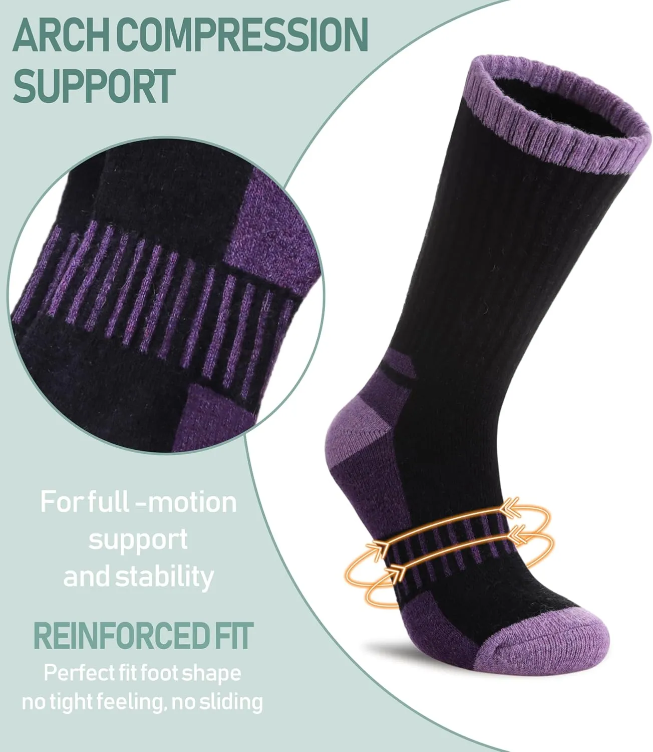 Yebing Merino Wool Hiking Socks for Womens Thermal Warm Winter Boot Crew Cushion Cozy Thick Work Gift Socks 5 Pairs
